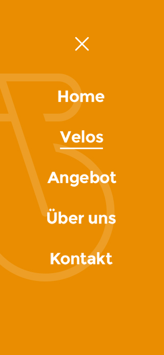 Veloin mobile screen 3 - menu